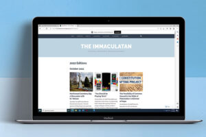 Laptop computer showing web edition of Immaculatan newspaper