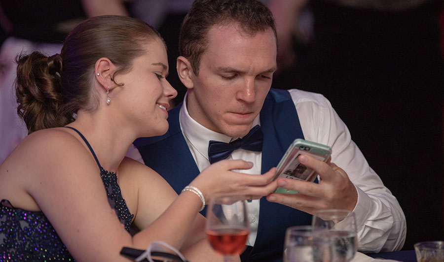 Woman and man at formal event