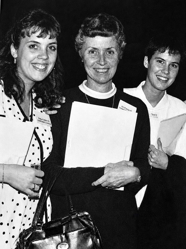 Black and white photo of three women
